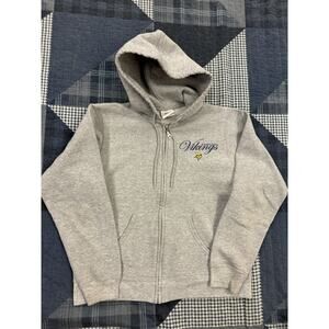 Vintage 90s Minnesota Vikings NFL Purple Hoodie Sweatshirt‎ Full Zip Womens Sz M